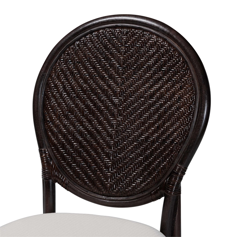 bali & pari Elmer Natural Rattan Dining Chair Handwoven Accent Chair Espresso