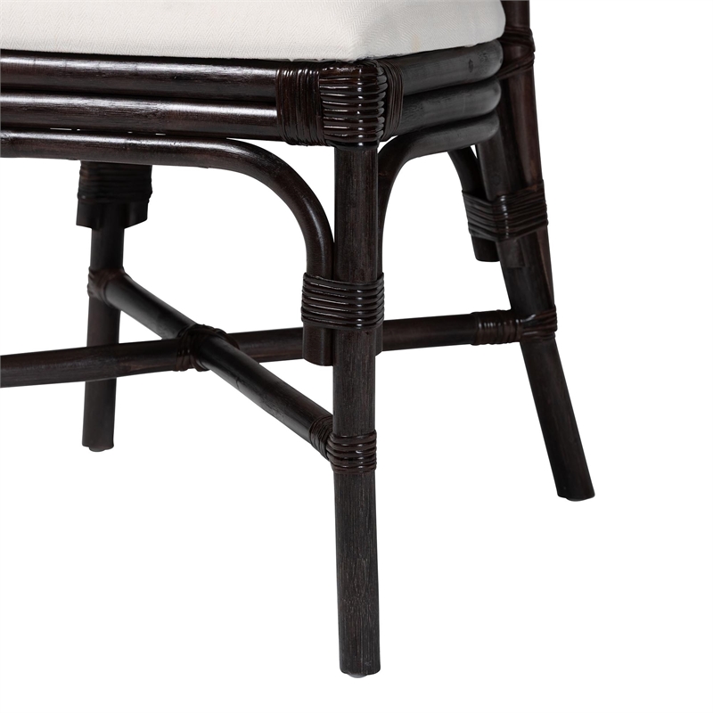 bali & pari Elmer Natural Rattan Dining Chair Handwoven Accent Chair Espresso