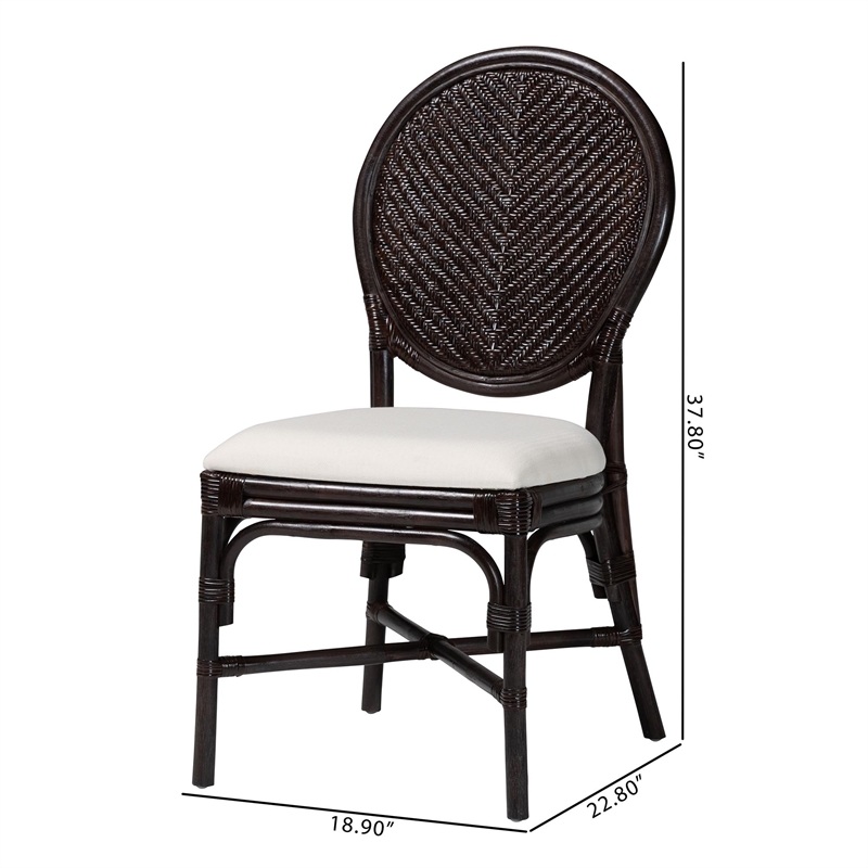bali & pari Elmer Natural Rattan Dining Chair Handwoven Accent Chair Espresso