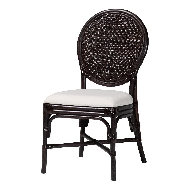 bali & pari Elmer Natural Rattan Dining Chair Handwoven Accent Chair Espresso