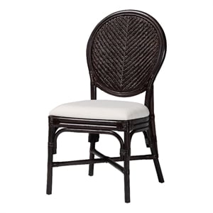 bali & pari Elmer Natural Rattan Dining Chair Handwoven Accent Chair Espresso