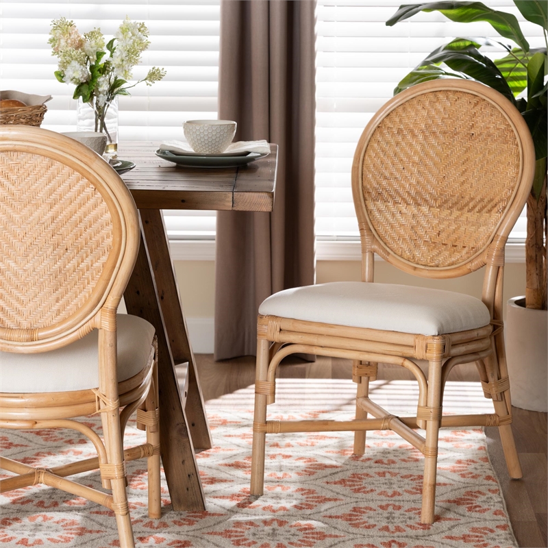 bali & pari Elmer Natural Rattan Dining Chair Handwoven Chair Natural Brown