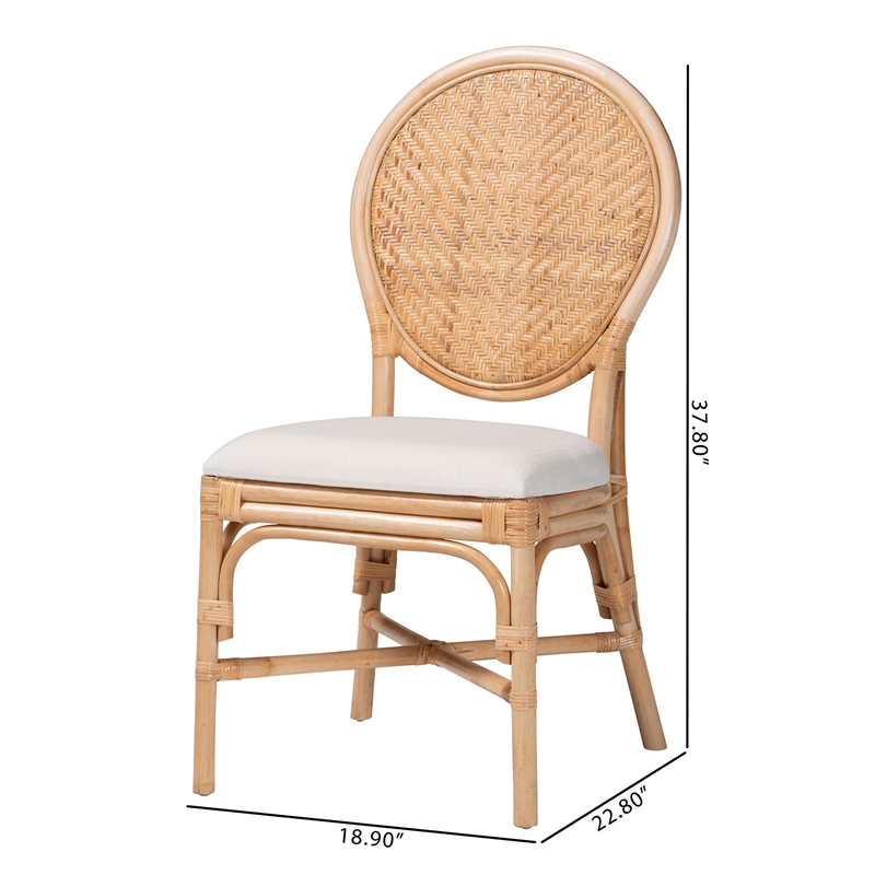 bali & pari Elmer Natural Rattan Dining Chair Handwoven Chair Natural Brown
