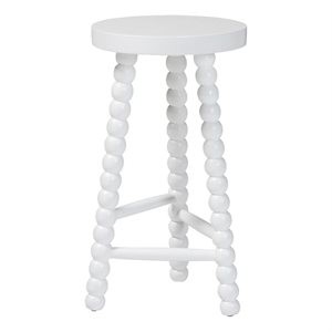 bali & pari David Acacia Wood Bobbin Counter Stool Backless Accent Stool White