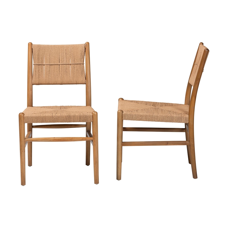 bali & pari Alva Paper Loom Woven 2-Piece Dining Chair Set with Wood Frame