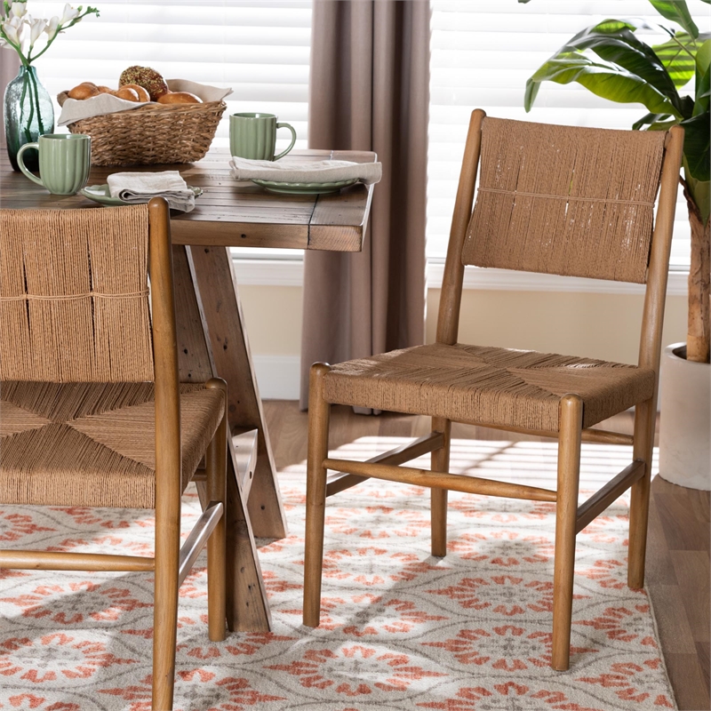 bali & pari Alva Paper Loom Woven 2-Piece Dining Chair Set with Wood Frame