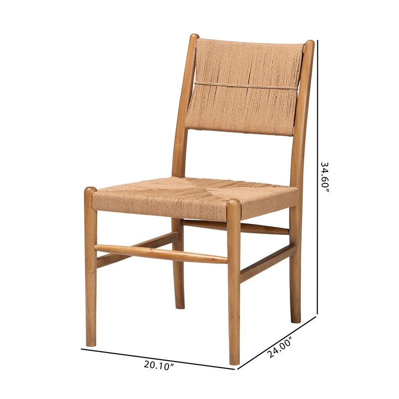 bali & pari Alva Paper Loom Woven 2-Piece Dining Chair Set with Wood Frame