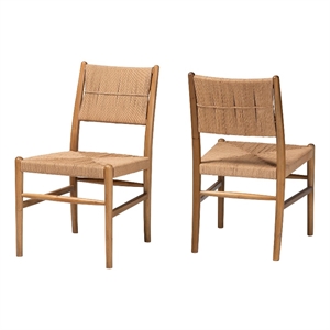bali & pari Alva Paper Loom Woven 2-Piece Dining Chair Set with Wood Frame