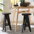 bali & pari Roy Wood Counter Stool Sculptural Backless Accent Stool Black