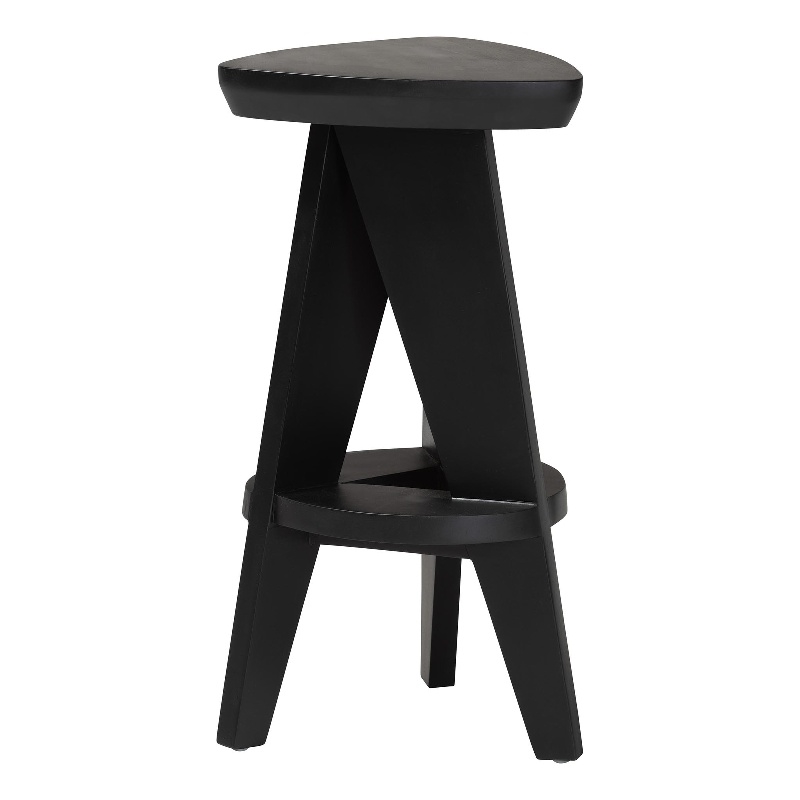 bali & pari Roy Wood Counter Stool Sculptural Backless Accent Stool Black