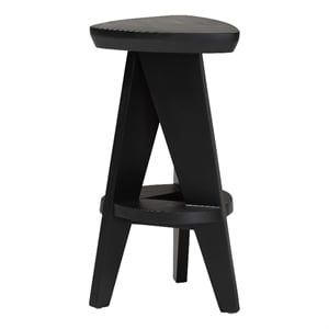 bali & pari Roy Wood Counter Stool Sculptural Backless Accent Stool Black