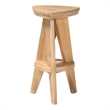 bali & pari Roy Wood Counter Stool Sculptural Backless Stool Natural Brown