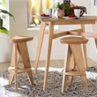 bali & pari Roy Wood Counter Stool Sculptural Backless Stool Natural Brown