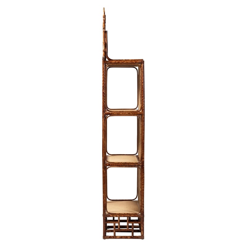 bali & pari Tamiko Marbled Tortoise Rattan 3-Tier Accent Shelf Freestanding