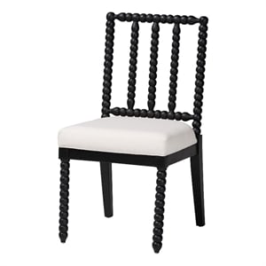 bali & pari Deya Bobbin Dining Chair Wood Side Chair with Upholstered Seat Black