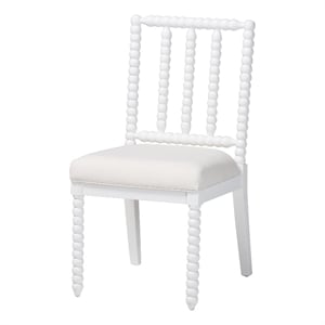 bali & pari Deya Bobbin Dining Chair Wood Side Chair with Upholstered Seat White