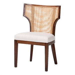 bali & pari Franco Dining Chair Sculpted Seating with Woven Rattan Backrest