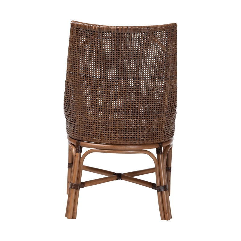bali & pari Bella Rattan Dining Chair with Cushion Accent Side Chair Coffee Bean