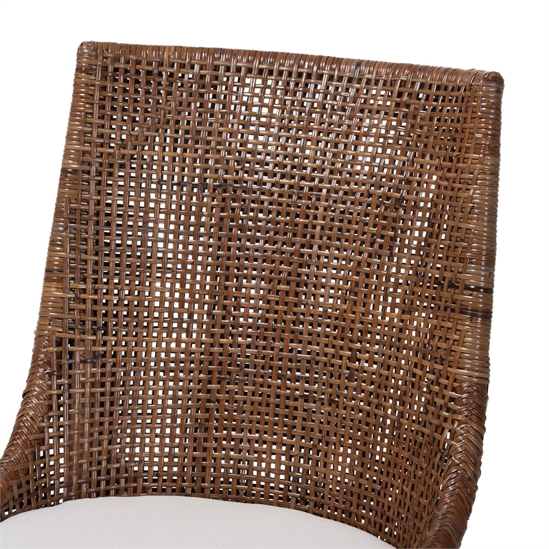 bali & pari Bella Rattan Dining Chair with Cushion Accent Side Chair Coffee Bean