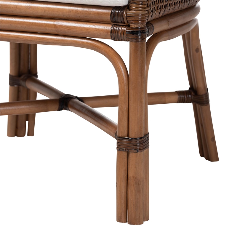 bali & pari Bella Rattan Dining Chair with Cushion Accent Side Chair Coffee Bean