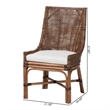 bali & pari Bella Rattan Dining Chair with Cushion Accent Side Chair Coffee Bean