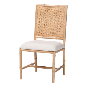 bali & pari Sandy Dining Chair Crafted Wood and Natural Rattan Side Chair