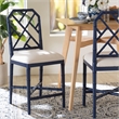 bali & pari Sergio Wood Counter Stool Chippendale Kitchen Seating Navy Blue