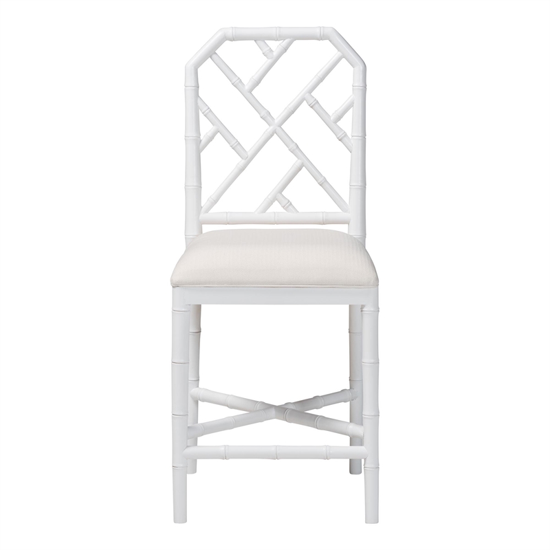 bali & pari Sergio Wood Counter Stool Chippendale Kitchen Island Seating White