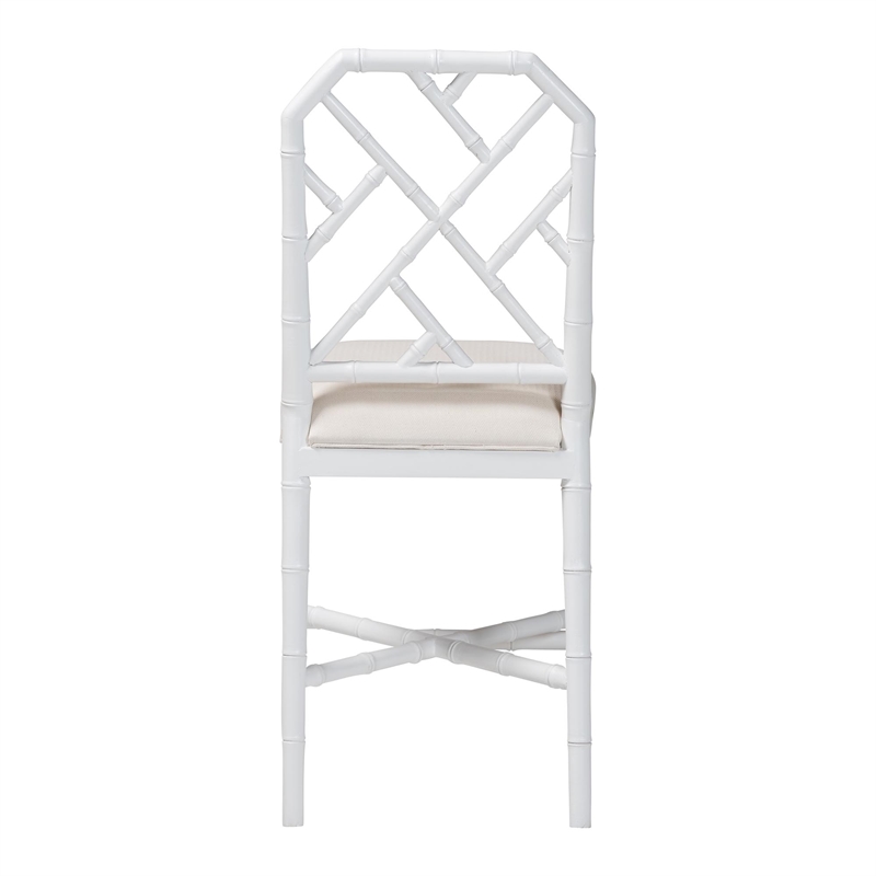 bali & pari Sergio Wood Counter Stool Chippendale Kitchen Island Seating White