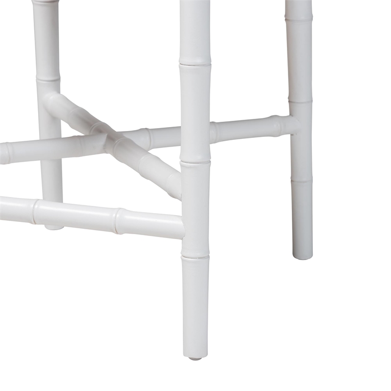 bali & pari Sergio Wood Counter Stool Chippendale Kitchen Island Seating White