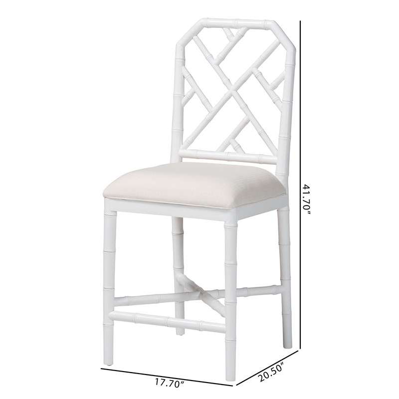bali & pari Sergio Wood Counter Stool Chippendale Kitchen Island Seating White