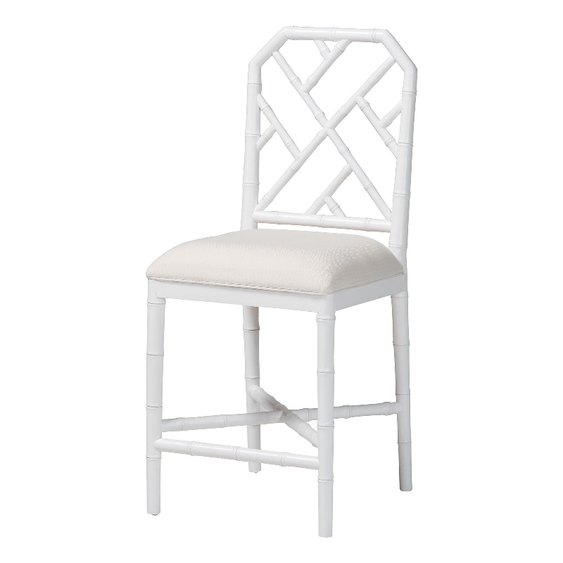 bali & pari Sergio Wood Counter Stool Chippendale Kitchen Island Seating White