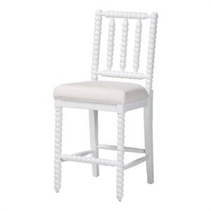 bali & pari Deya Bobbin Counter Stool Sculptural Wood Kitchen Seating White