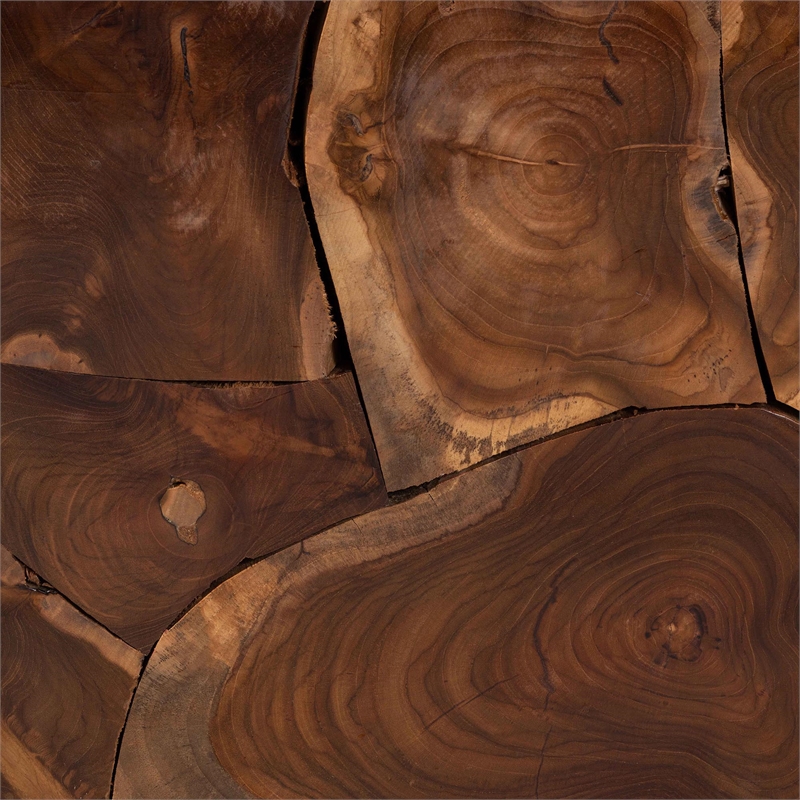 bali & pari Eldora Teak Wood Coffee Table Handcrafted Live-Edge Accent Table