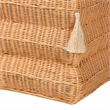 bali & pari Noura Natural Rattan Footstool with Tassel Accents