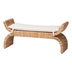 bali & pari Agave Woven Seagrass Bench with Removable Cushion