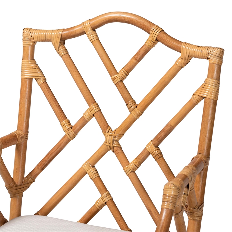 bali & pari Cedric Rattan 2-Piece Dining Armchair Set with Cushioned Seat
