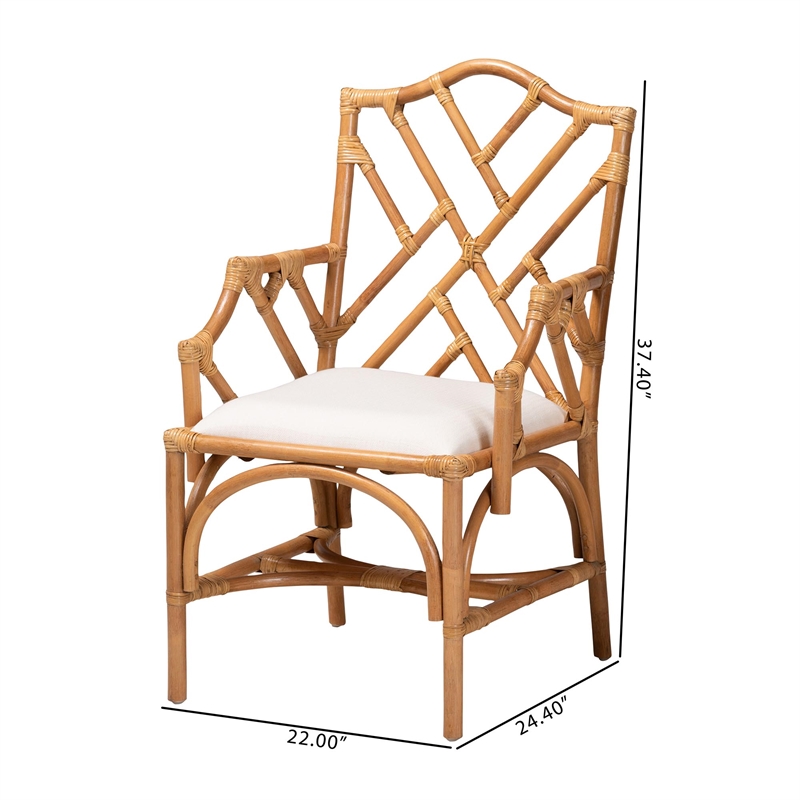 bali & pari Cedric Rattan 2-Piece Dining Armchair Set with Cushioned Seat