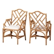 bali & pari Cedric Rattan 2-Piece Dining Armchair Set with Cushioned Seat
