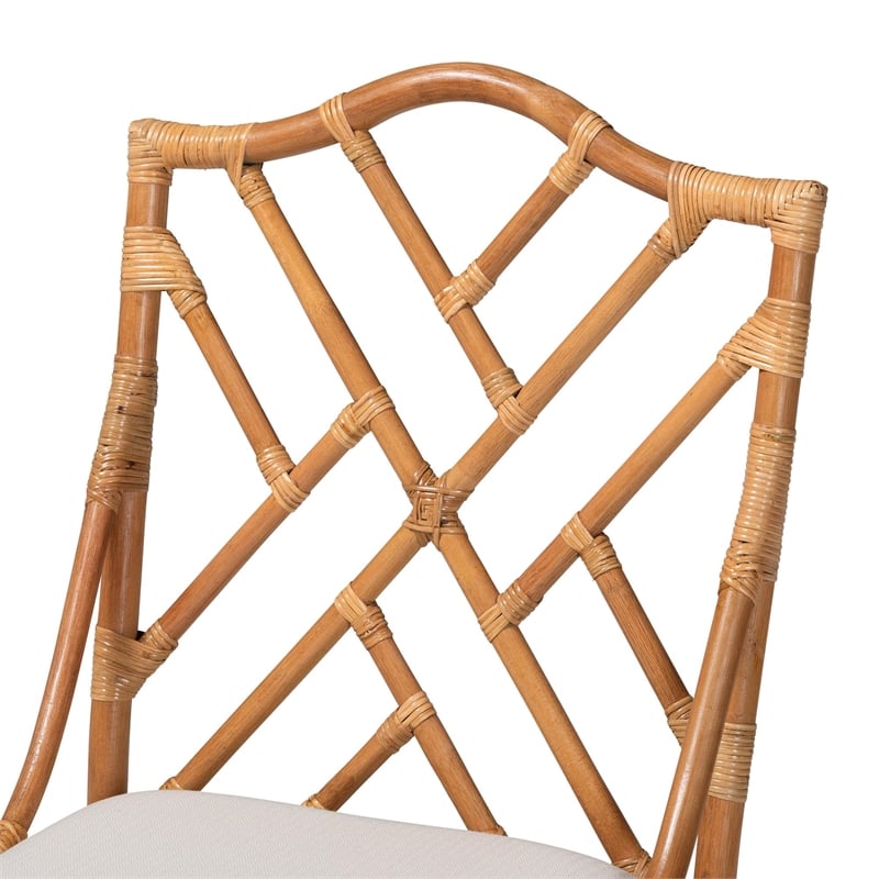 bali & pari Cedric Natural Rattan 2-Piece Dining Chair Set with Cushioned Seat