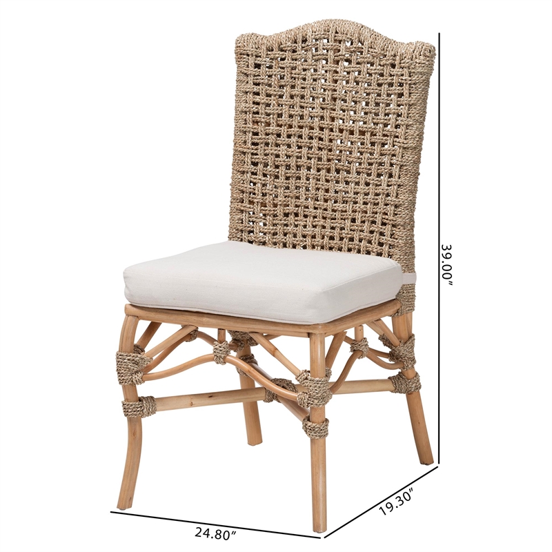 bali & pari Nitya Natural Rattan and Seagrass Camelback 2-Piece Dining Chair Set
