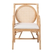 bali & pari Matt Natural Rattan Armchair with Upholstered Seat