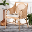 bali & pari Matt Natural Rattan Armchair with Upholstered Seat