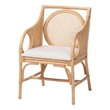 bali & pari Matt Natural Rattan Armchair with Upholstered Seat