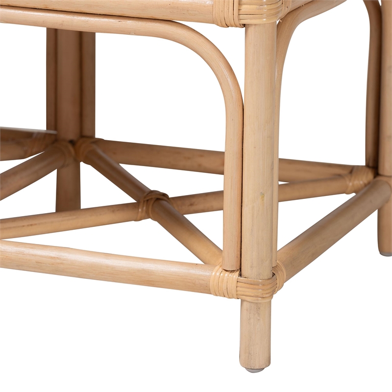 bali & pari Theo Natural Rattan Accent Bench with Removable Cushion