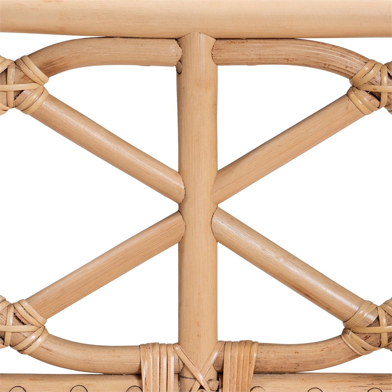 bali & pari Theo Natural Rattan Accent Bench with Removable Cushion