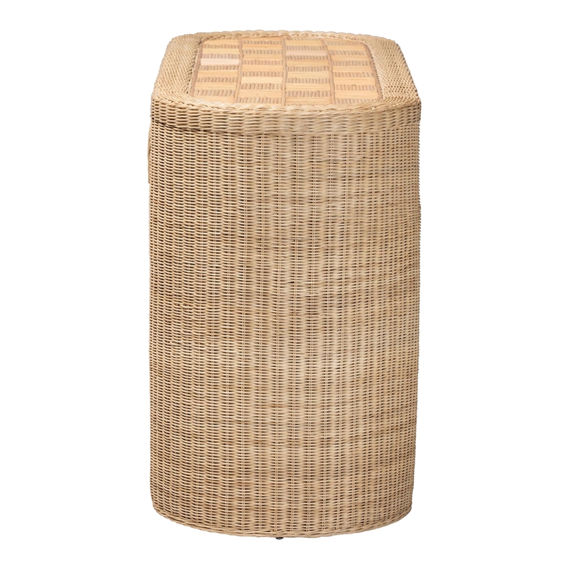 bali & pari Mimi Natural Rattan Checkered Console Table with Drawer