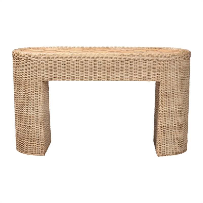 bali & pari Mimi Natural Rattan Checkered Console Table with Drawer