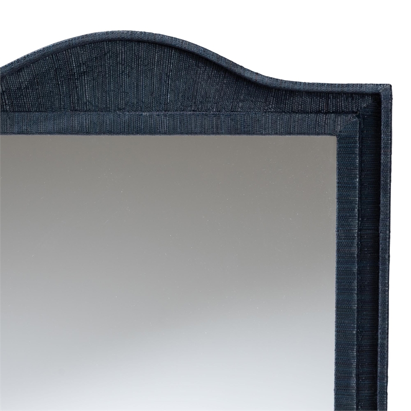 bali & pari Lailan Woven Grasscloth Mirror Rectangle Navy Blue