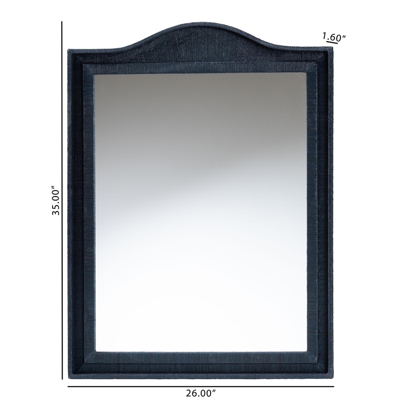 bali & pari Lailan Woven Grasscloth Mirror Rectangle Navy Blue